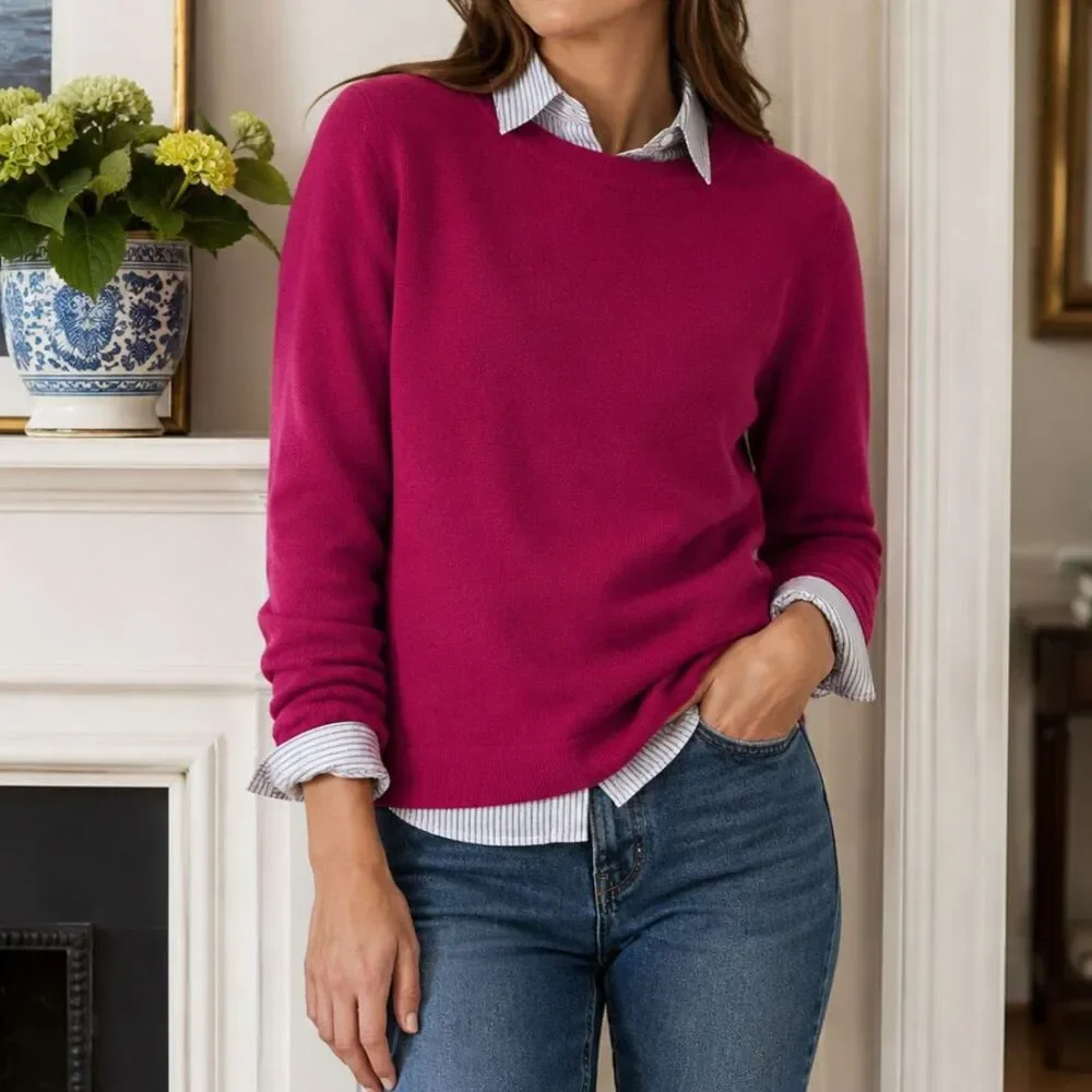 J.Crew Teddie Merino Wool Blend Sweater XL Pink Crewneck Lightweight Knit NWT